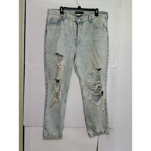 Aeropostale Mom Jean High Rise Light Wash Very Distressed Boho Casual Sz 16 Read